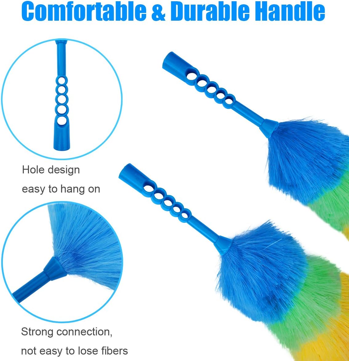 Upgrade 19” Rainbow Static Feather Duster with Beandable and Washable Head