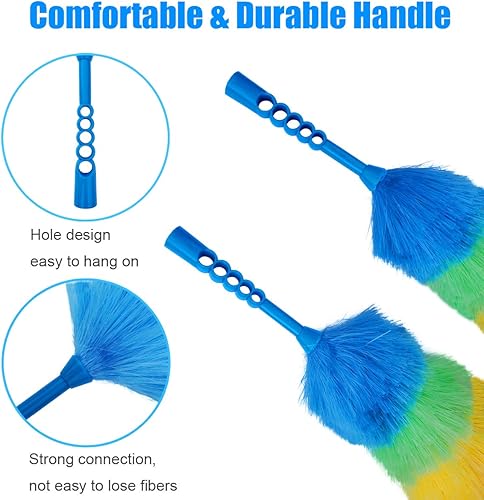 Miniatura 4 de Tockrop Paquete de 3 plumeros estáticos de 19 pulgadas con cabezal beandable y lavable, más fibras, cabeza más grande, menos pérdida de fibra