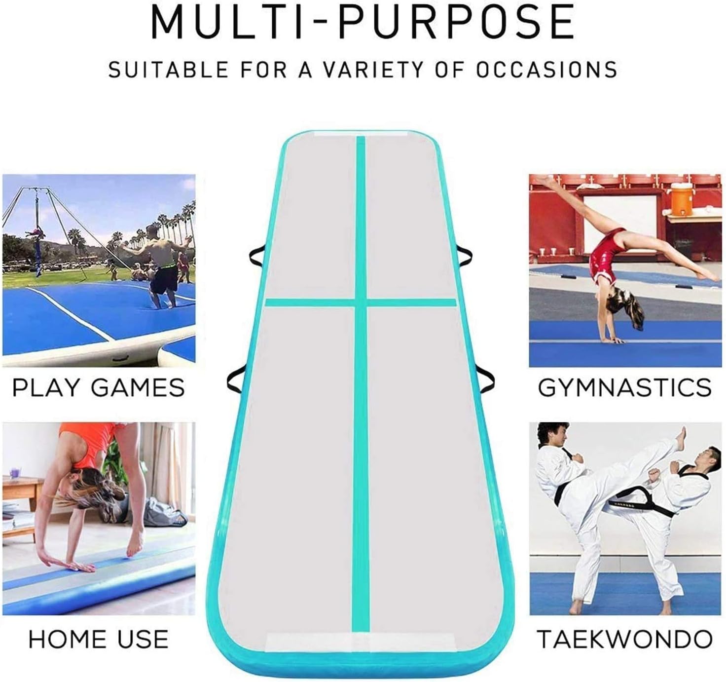 FBSPORT 8 inches/6 inches/4 inches Thickness Air Inflatable Track Mat,26ft/23ft/20ft/17ft/13ft/10ft Track Air Inflatable Mat For Gymnastics Training/Home Use/Cheerleading/Yoga/Water with Electric Pump : Sports & Outdoors