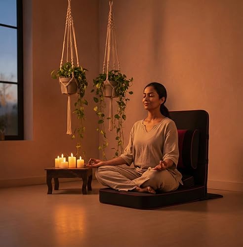 Miniatura 2 de Friends of Meditation Silla de meditación extra grande  Silla de piso con soporte de respaldo  Sillas de yoga para adultos  Silla plegable portátil