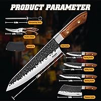 Vista 7 de Huusk Juego de cuchillos de carnicero – Cuchillos vikingos forjados a mano y cuchillos vikingos para deshuesar, juego de cuchillos de chef japonés