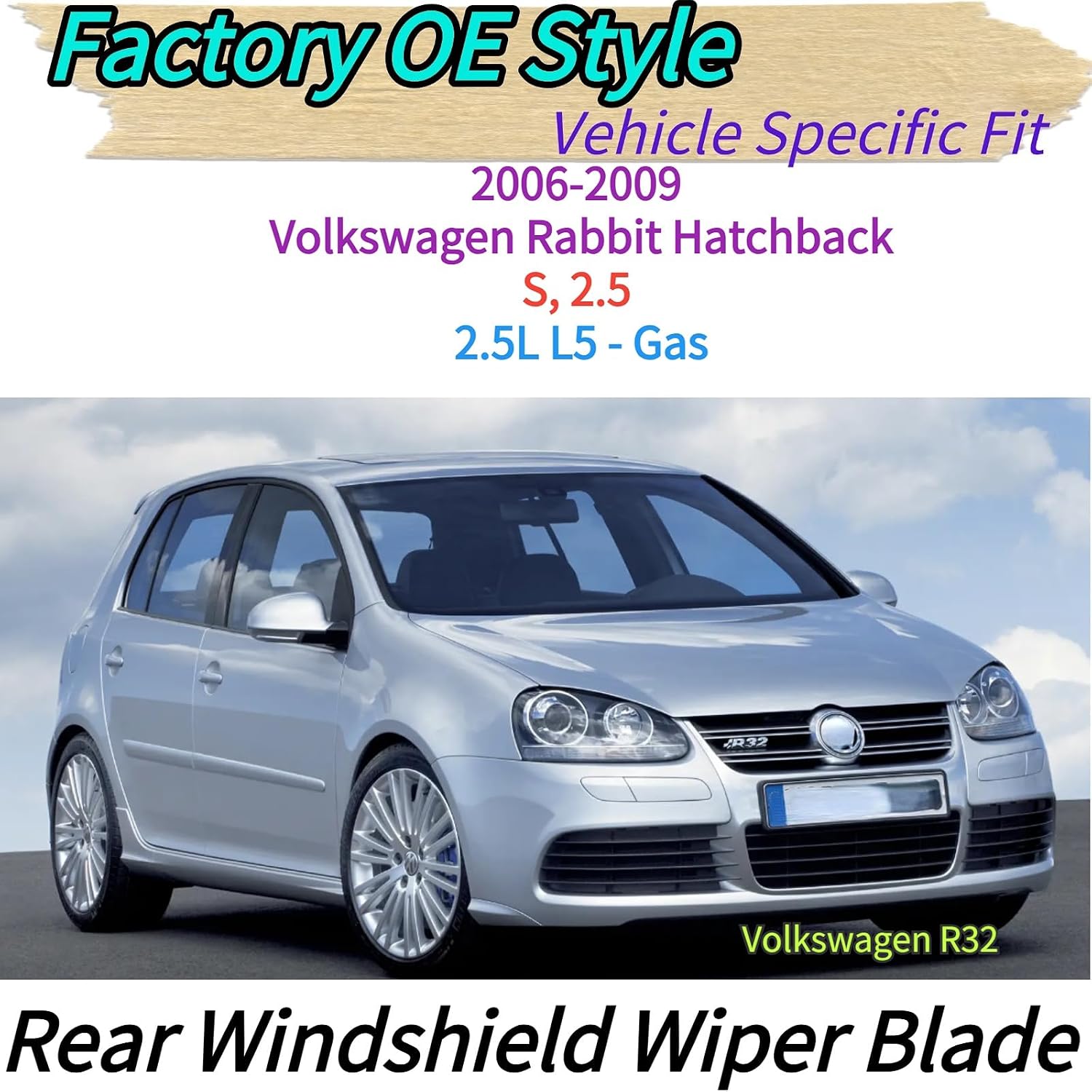 Rear Wiper Blade & Arm Replacement for 2008 VW Volkswagen R32 Base Trims Rear Back Windshield Wiper Blade Set