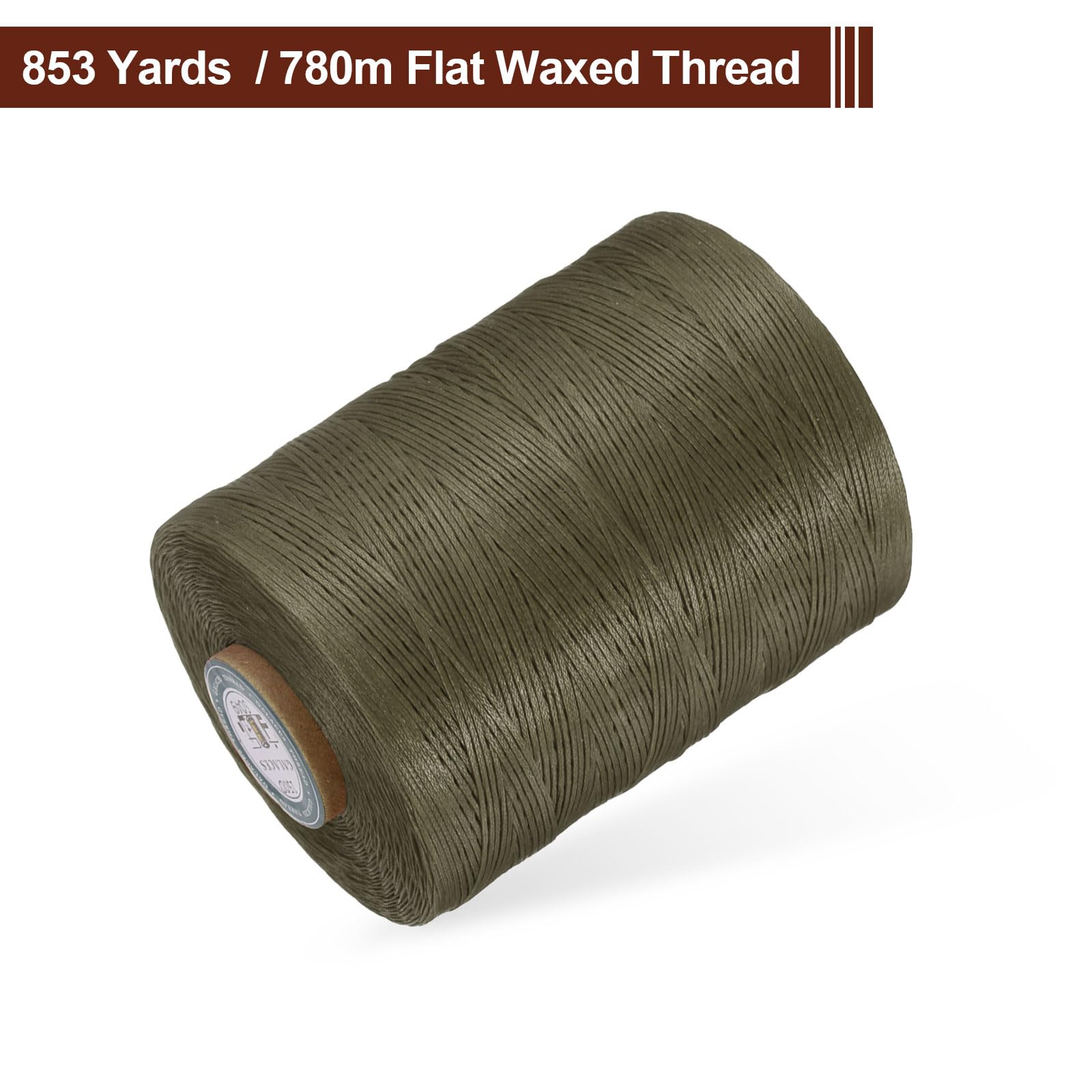 uxcell Hilo encerado para coser de cuero plano, 780 m, cuerda de poliéster encerado, 0,8 mm, para manualidades de cuero, encuadernación, pulseras, trenzado, color beige