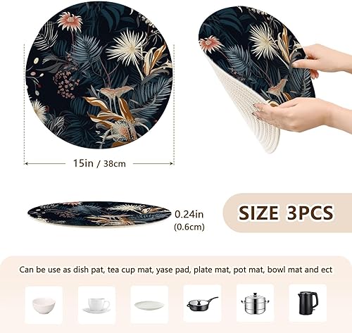 Miniatura 2 de Plants Flowers White Green Kitchen Hot Pads High Heat Trivet for Hot Pots and Pans Heat Resistant Hotpads for Bowl Farmhouse Kitchen Decor Kitchen