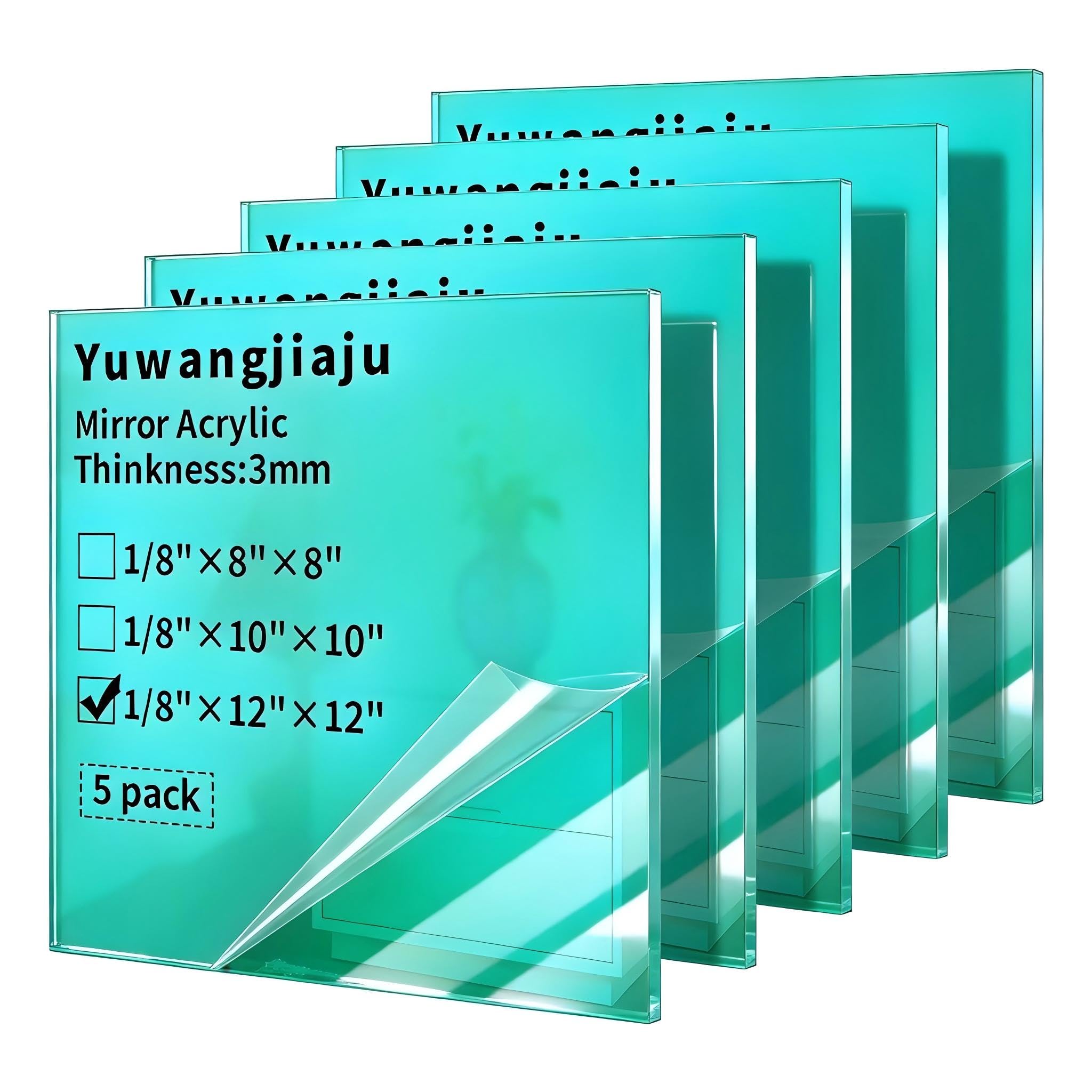 Pink Acrylic Mirror Sheets - 5 Pack for Crafts & Decor -12