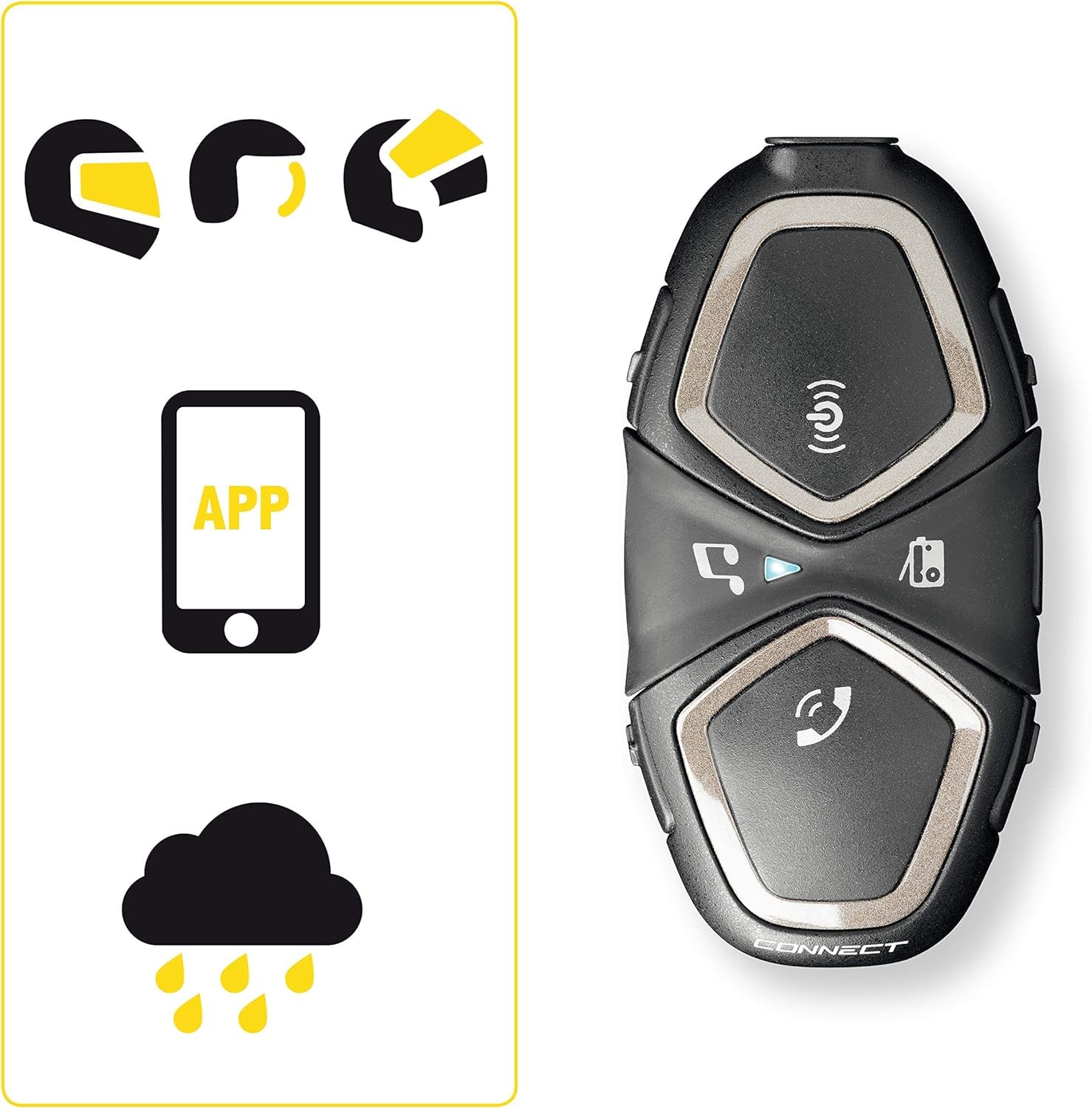 INTERPHONE Connect HD - Interfono per casco da moto, stereo, alta fedeltà, 40 mm, pilota, distanza 300 m, autonomia 12 ore, radio, GPS, TFT, impermeabile IPX67
