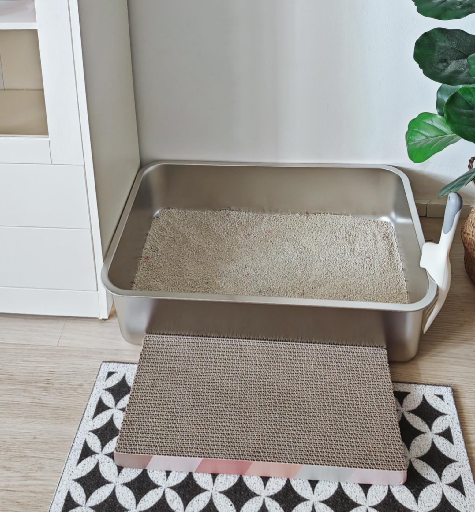 2 Pack de bacs à litière en acier inoxydable pour chat avec côtés hauts - Bac en métal, grand bac à litière d'intérieur, ne retient jamais les odeurs, accessoires de toilette pour animaux de compagnie
