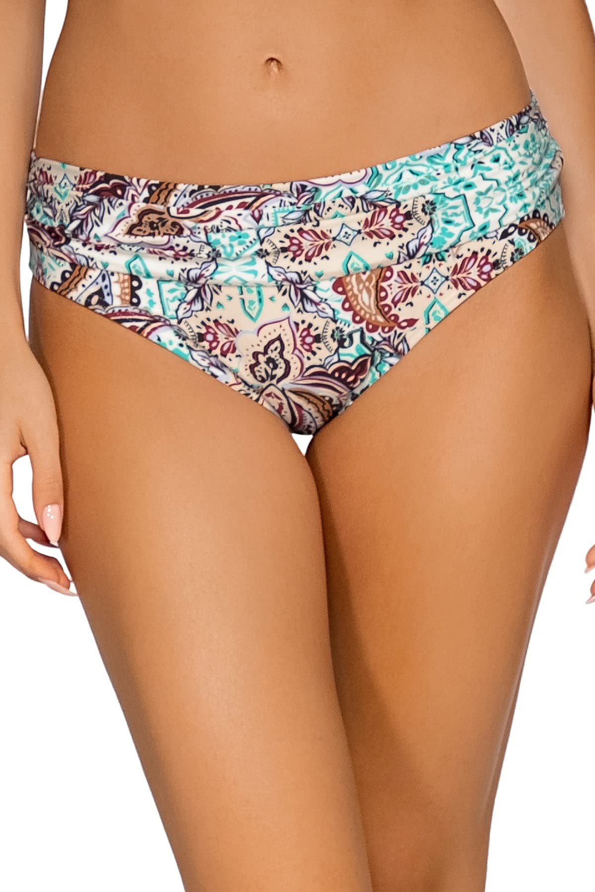 SunsetsWomen's Standard Unforgettable Shirred Band Bikini Bottom Swimsuit