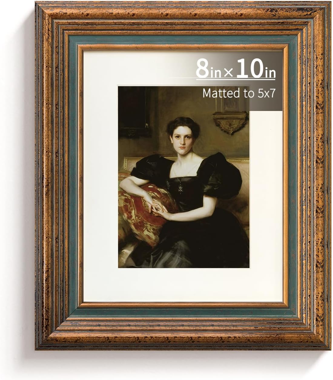 BWPFRAME Rustic 8x10 Picture Frame Matted to 5x7, Solid Wood, Brown Frame, Plexiglass and Velvet Backing Included, Wall Display Frame for Photos and Prints