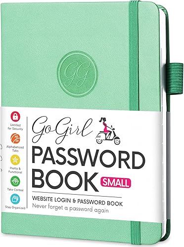 Miniatura 7 de GoGirl Cuaderno para contraseñas con pestañas alfabéticas, diario de direcciones de Internet y contraseñas para guardar inicios de sesión de sitios