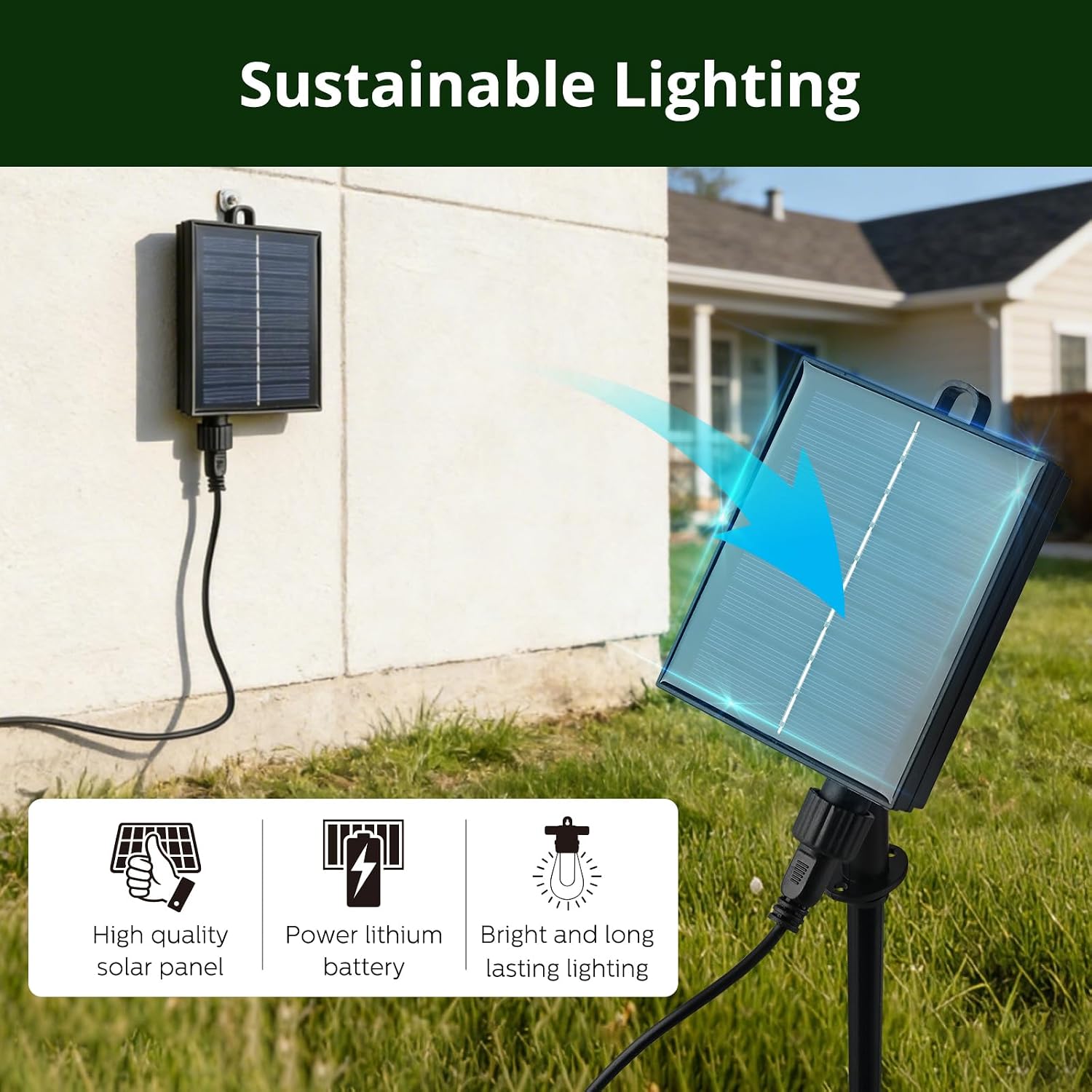 Solar Outdoor String Lights 19FT Waterproof Patio Lights with 10 LED Bulbs for Garden, Backyard,Party, Cafe, Camping 2200K