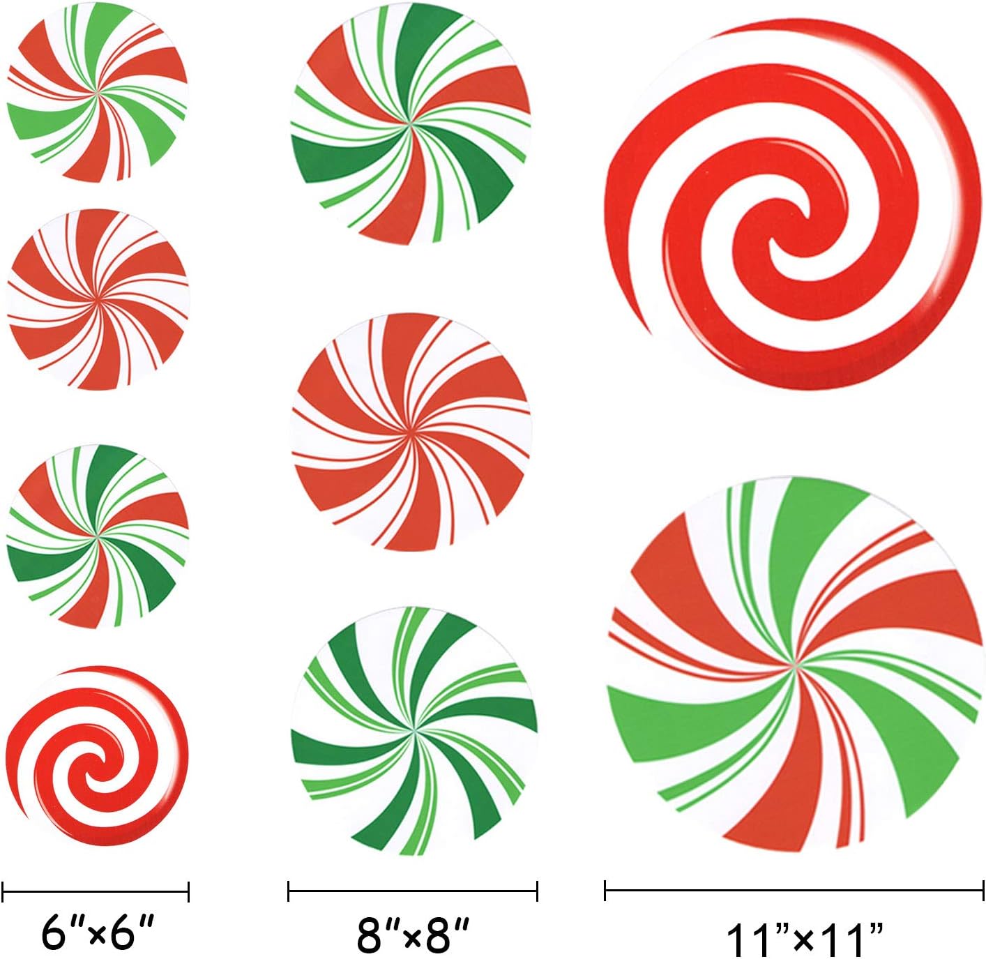 24PCS Peppermint Floor Decals Stickers- Self-Adhesive Design Christmas Candy Stickers,Floor Window Clings for Christmas Valentine's Day Candy Party Decorations (Red and Green)