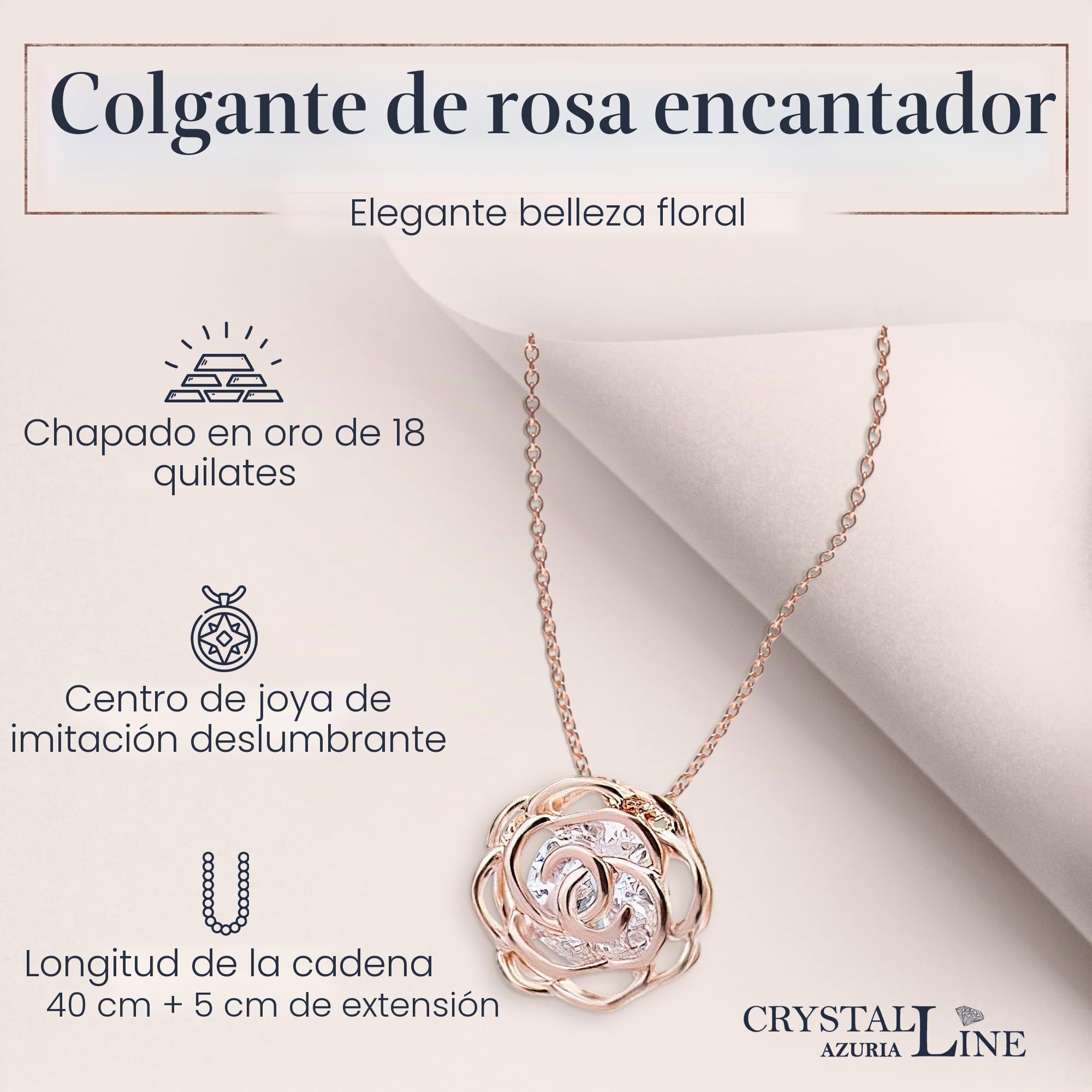 Crystalline Azuria Mujer 18ct Chapado en Oro Flores Rosas Cristales Juego de joyas Collar Pendientes para Mujer Niña Boda Novia y Dama de honor