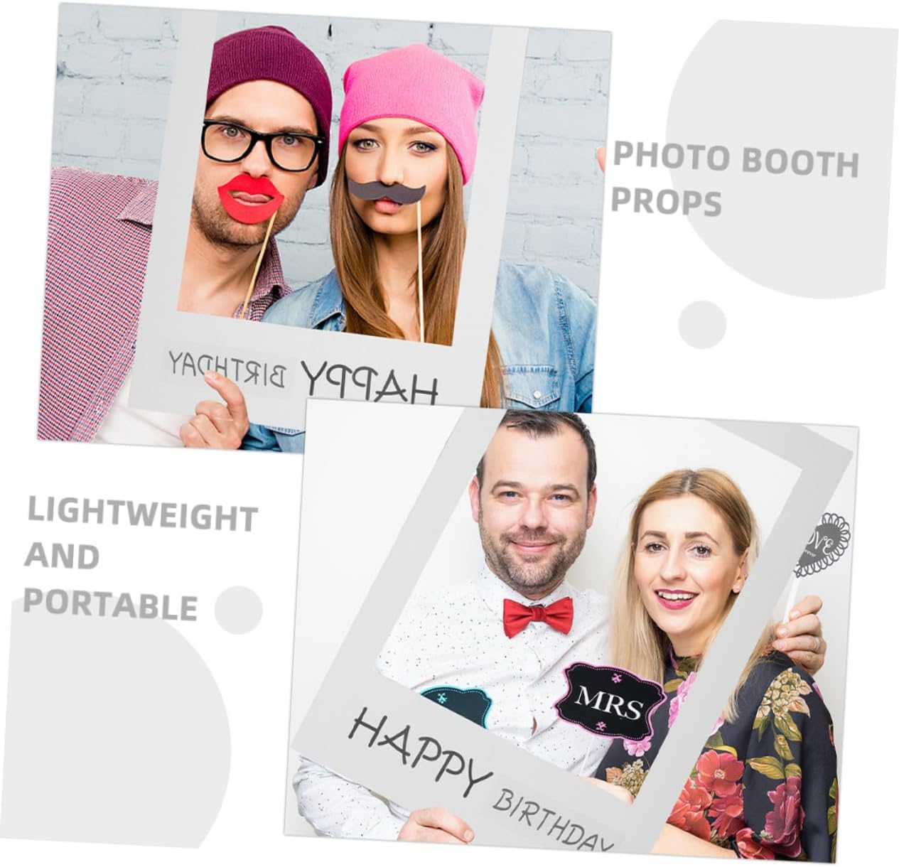 PRETYZOOM 2pcs Birthday Themed Paper Photo Frame Props Memorable Party Supplies for Celebrations Paper Materials for Birthday Events and Photo Booth Fun