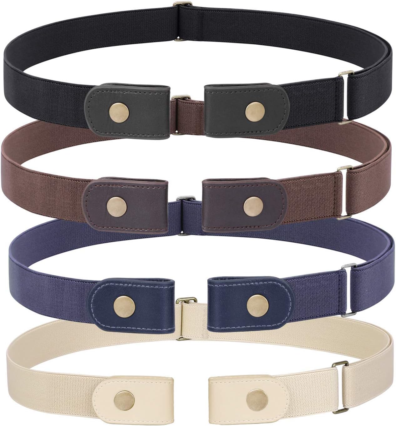 3 Pieces 4 Pieces Buckle Free Adjustable Women Belt, No Buckle Invisible Elastic Belt for Jeans Pants