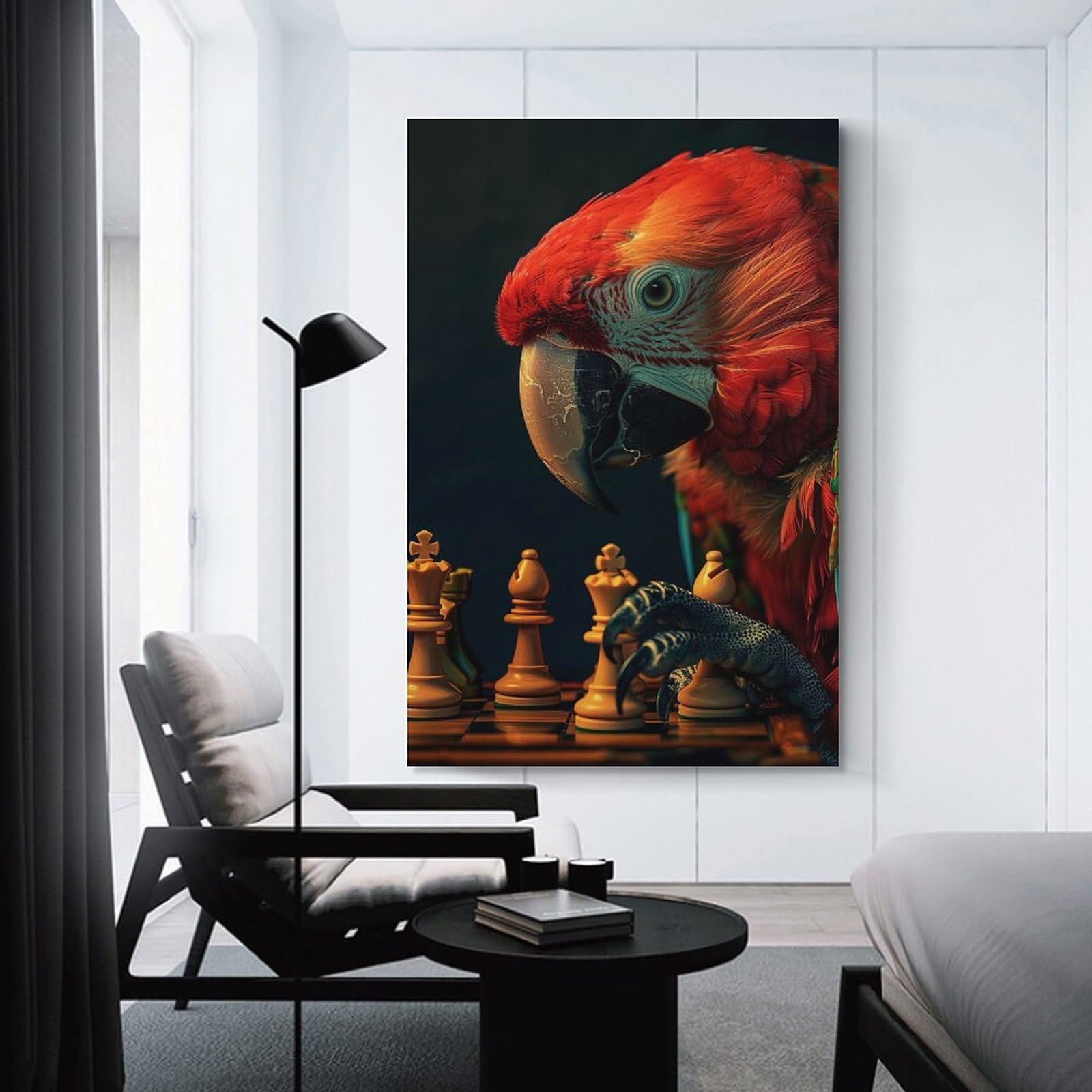 Junmoney Unframe-Style Wall Picture Print Parrot Chess, 24X36inch(60X90cm), For Wall Displays, Bedrooms Or Room Updates, Wall Decor Suited To Curated Displays