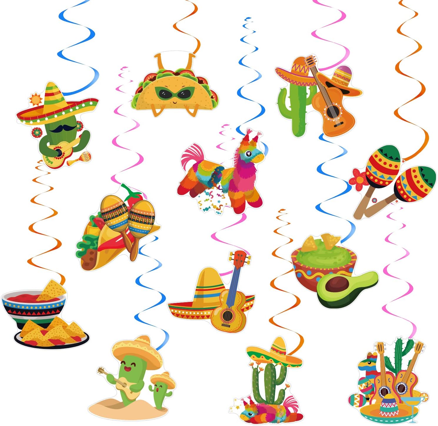 Mexican Fiesta Hanging Swirl Decorations，Taco Themed Party Decorations，Fiesta
