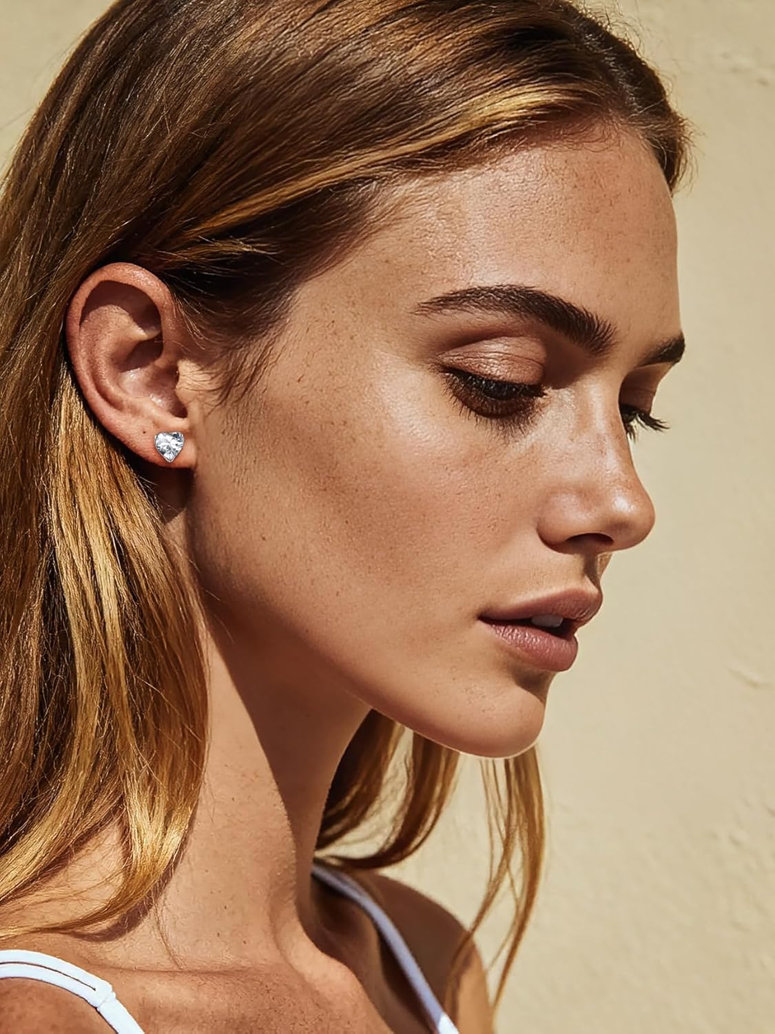 Bestyle 925 Sterling Silver 2CT Birthstone Stud Earrings for Women, Hypoallergenic Heart/Round/Square Cubic Zirconia Earrings Dainty Jewelry Gifts for Birthday,Christmas,Valentine's Day - Image 2