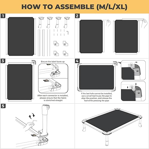 Miniatura 6 de Veehoo Cama elevada refrescante para perros para exteriores, cama elevada a prueba de mordeduras para perros medianos, plataforma lavable para