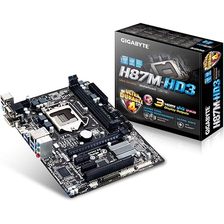 Gigabyte H87M-HD3 Motherboard (Socket 1150, H87 Express, DDR3, S-ATA 600, Micro ATX, Haswell, Supports 4thGeneration IntelCore Processors, GIGABYTE UEFI Dual BIOS)