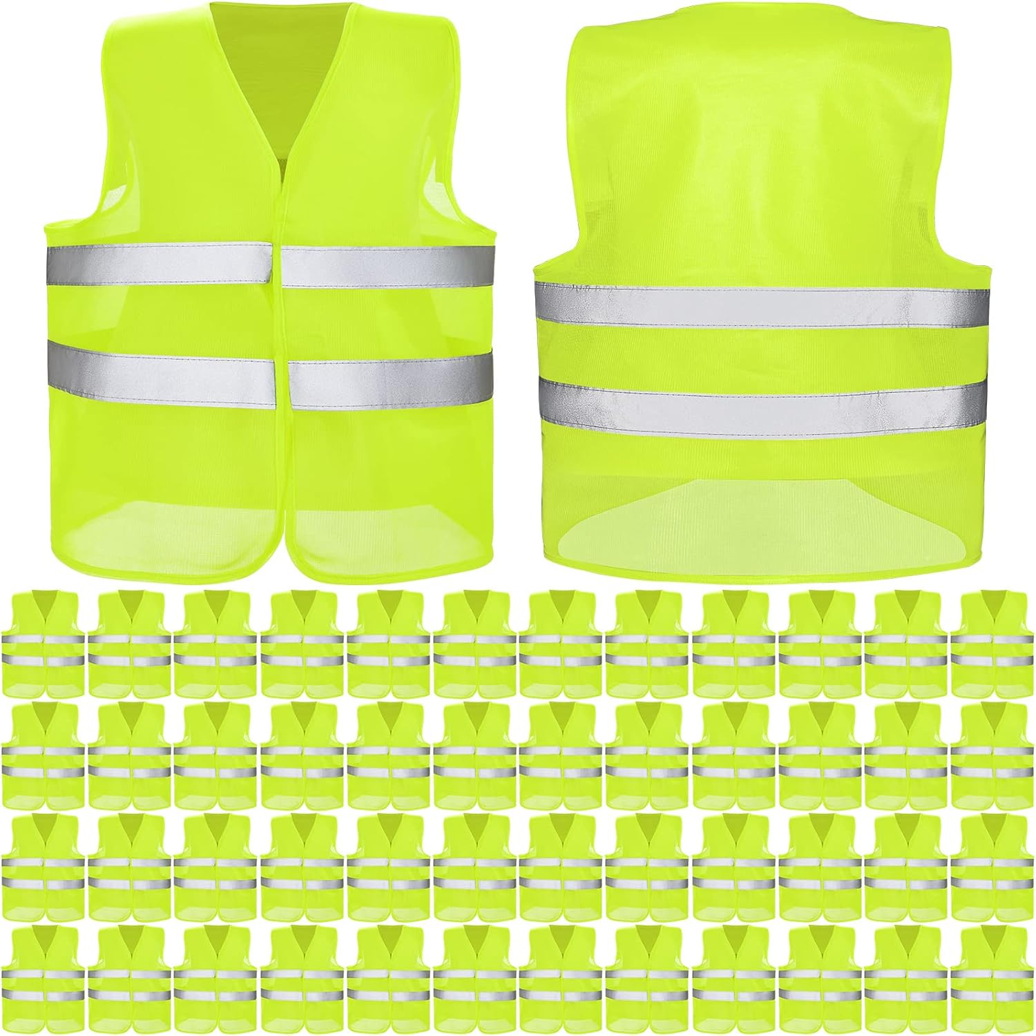 JaGely High Visibility Safety Vest Bulk Reflective Mesh Security Vest for Men Women Work Cycling Runner Neon