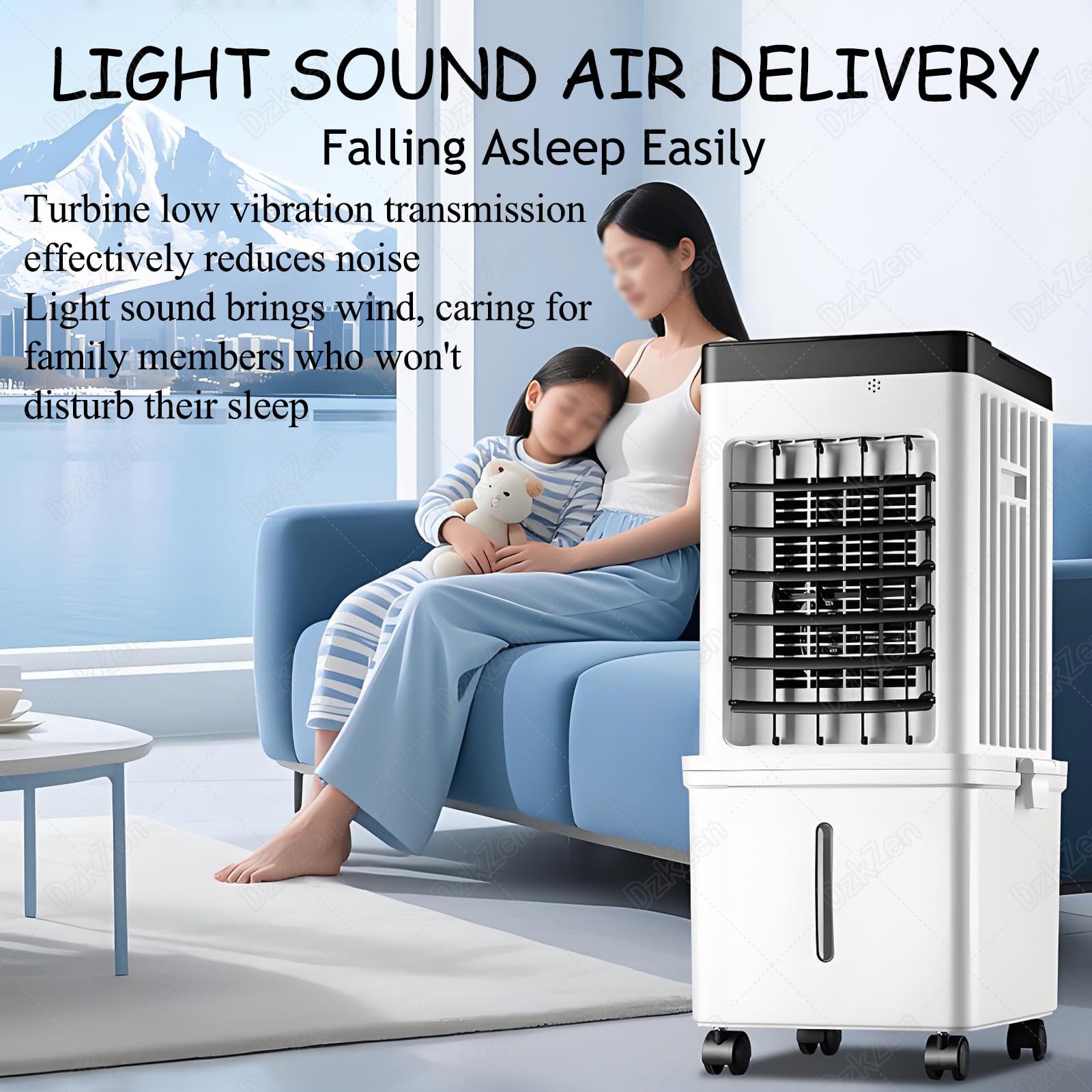 Tragbare Klimaanlage, Ventilator mit Fernbedienung, 15-Liter-Tank, 90°-Weitwinkel-Luftauslass, 3-stufiger Ventilator, für Zuhause und Büro