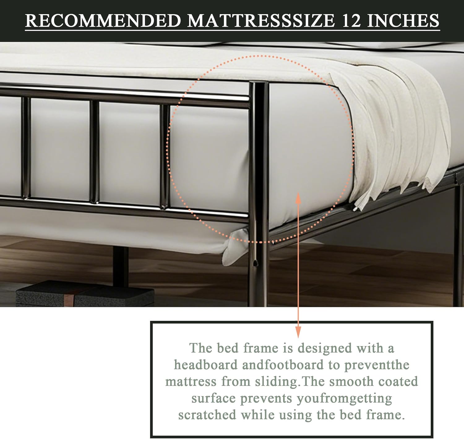 Zoophyter Metal Platform Queen Bed Frame with Headboard Footboard Strong Steel Slat Support Underbed Storage No Box Spring Needed Easy Assembly Black