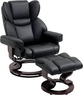 HOMCOM Relaxsessel mit Hocker 360° Drehbar mit Liegefunktion Schwarz
