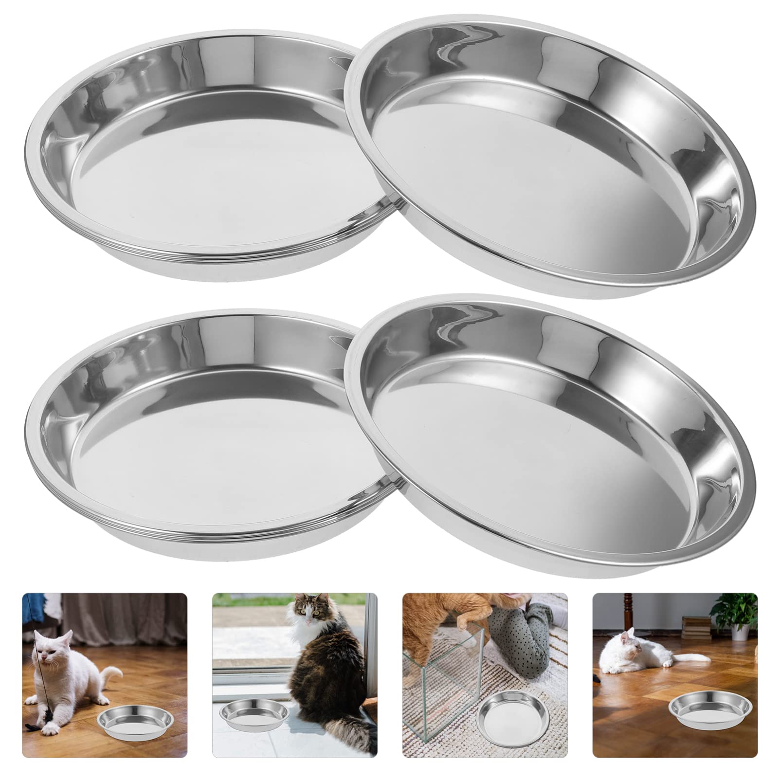 Toyvian Acier Inoxydable Gamelle pour Chat 4 Pièces Argenté
