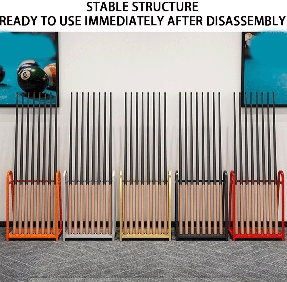 Colorful Freestanding Billiard Cue Rack, 8/12-Hole Floor Stand Rack, Pool Holder, Saving Space for Game(Gray,25.6X9.8X25.6in)