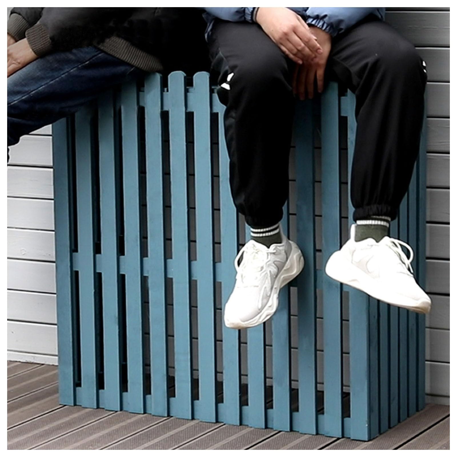 TIANQIHAO Portable Air Conditioner Cover - Weatherproof Solid Wood Privacy Screen For Outdoor Ac Or Garbage Units Protection,Blue-105x45x95cm