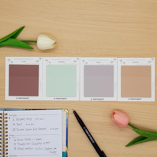 Miniatura 9 de Notas adhesivas transparentes pastel, 4 paquetes de notas adhesivas transparentes de 3 x 3 pulgadas para anotar, suministros de diario bíblico,
