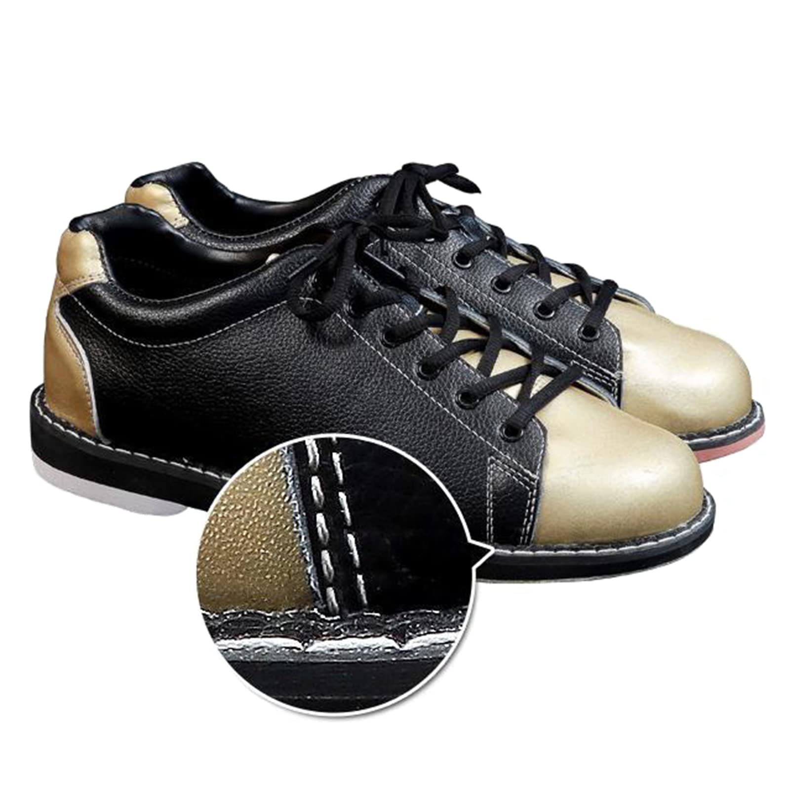 Bowlingschuhe Für Herren Leichtes Leder Atmungsaktiv Puffer Linke Rechte Sohle Modisch Sportlich,Schwarz,44 EU