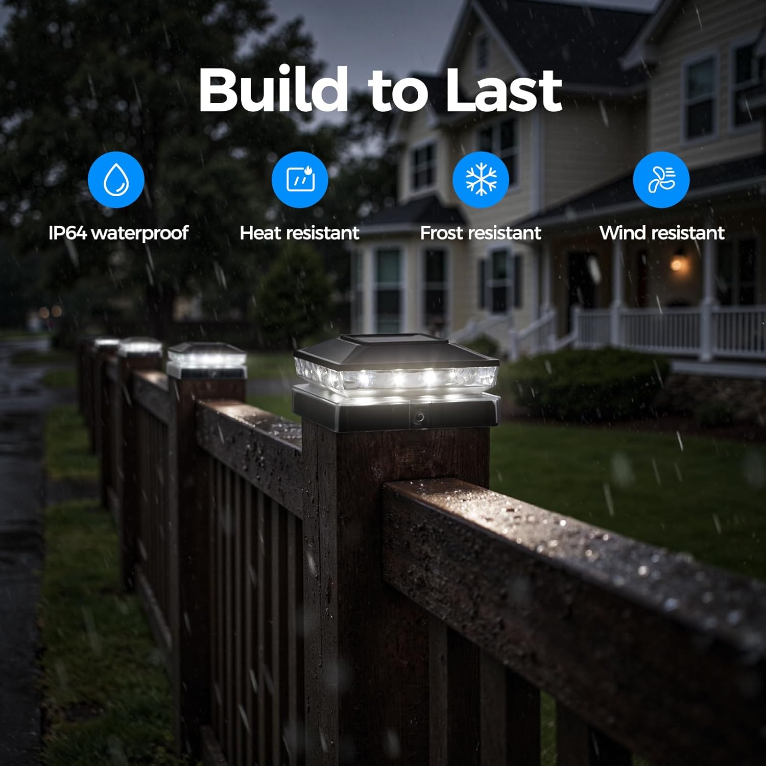 Solar Post Cap Lights, 6500K Cool White IP65 Waterproof Solar Powered Fence Light for 4x4 Wood Post & 5x5 Vinyl Fence, Deck Patio Garden Yard Outdoor Landscape Lighting, ABS Material (Black, 16pack)