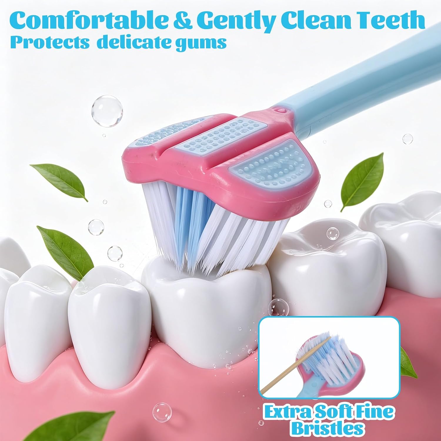 4pcs Toddler Toothbrush, Soft Bristles 3 Sided Toothbrush Infant Training Tooth Brush Easy Grip Handle & Complete Care Comfortable for Sensitive Gums for Ages 1-12 Years 4 Fun Colors