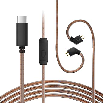 KBEAR KS1 IEM Cable, Type-C USB C Earbuds Cable, CCZ C02 OFC in Ear Monitor Headphone Extension Cords for CCZ DC01 Pro, DC02, DC03, MC02, KS2, Coffee Bean, BC01 Pro TFZ-Pins with Mic, Brown, 1.2m
