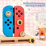DLseego Thumb Grips Caps Design for Switch/Lite/OLED Console, Soft Silicone Joycon Analog Controller Protective Anti-Slip Covers 4PCS Button Joy Con Joystick Caps Cover, Cat - Yellow