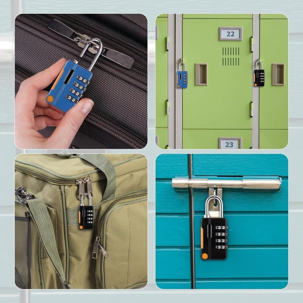 4Pcs Suitcase Locks, Stylish Padlocks with Code, Rustproof Luggage Locks for Suitcases, 4-Digit Small Padlock, Suitcase Padlocks, Waterproof Solid Combination Lock for Travel Suitcase Gym Locker