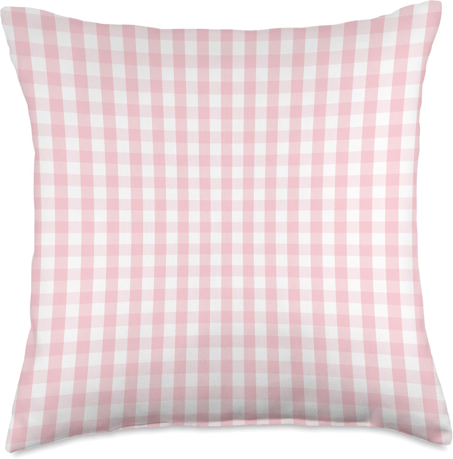 White and Light Pink Pastel Color Gingham Check Throw Pillow