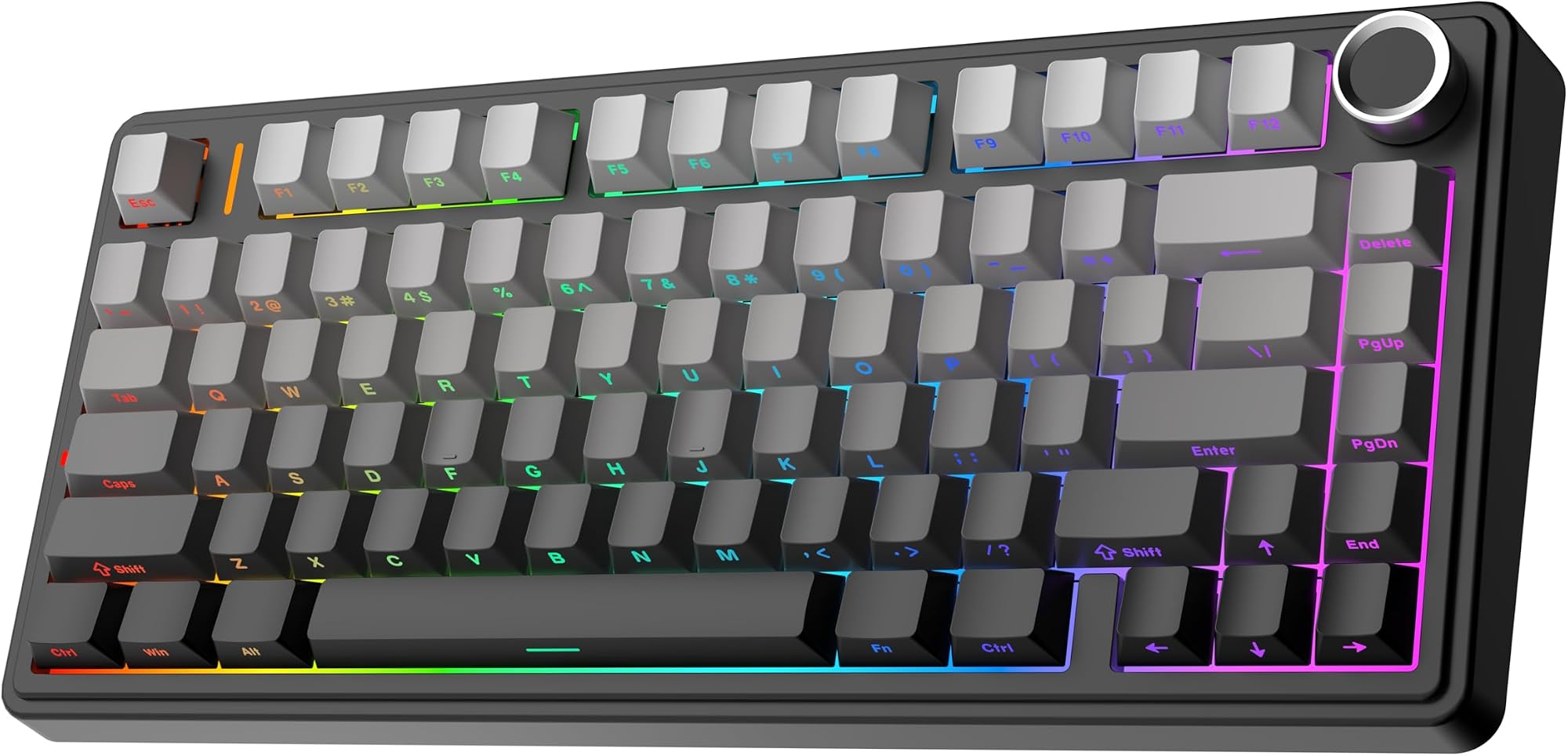 EPOMAKER AULA F75 Wireless Mechanical Gaming Keyboard, 75% Layout with Knob, Creamy Gasekt-Mount with Sound-Dampening, RGB, Hot-Swap, Bluetooth/2.4Ghz (Light Blue, Ice Vein Switch)