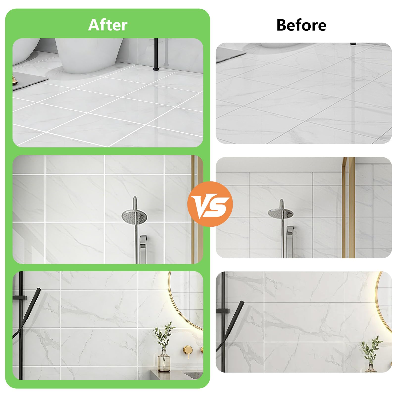 5-in-1 Strumento Per Calafataggio, BBLTIFF Rimuovi Silicone Spatola per Silicone Togli e Spatola Raschietto per Stucco Strumento Con 6 Cuscinetti Sostituibili Sigillante, per Cucine, Bagni e Finestre