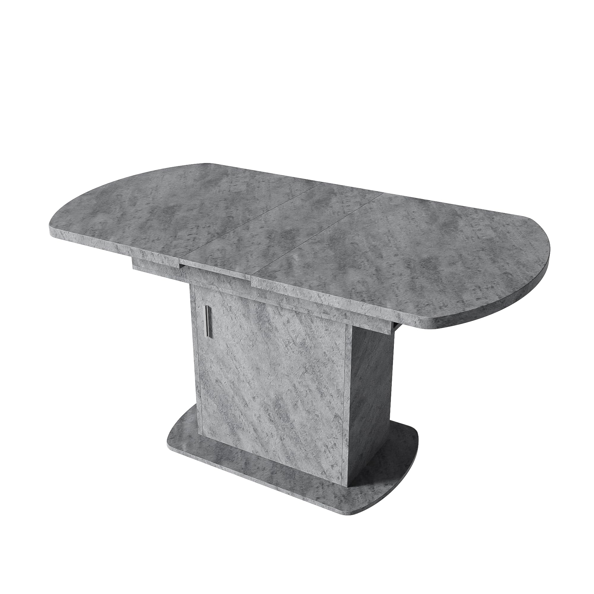 Tavolo da pranzo ovale allungabile 110/130 cm, moderno tavolo da cucina multifunzione con vano portaoggetti, grigio/argento