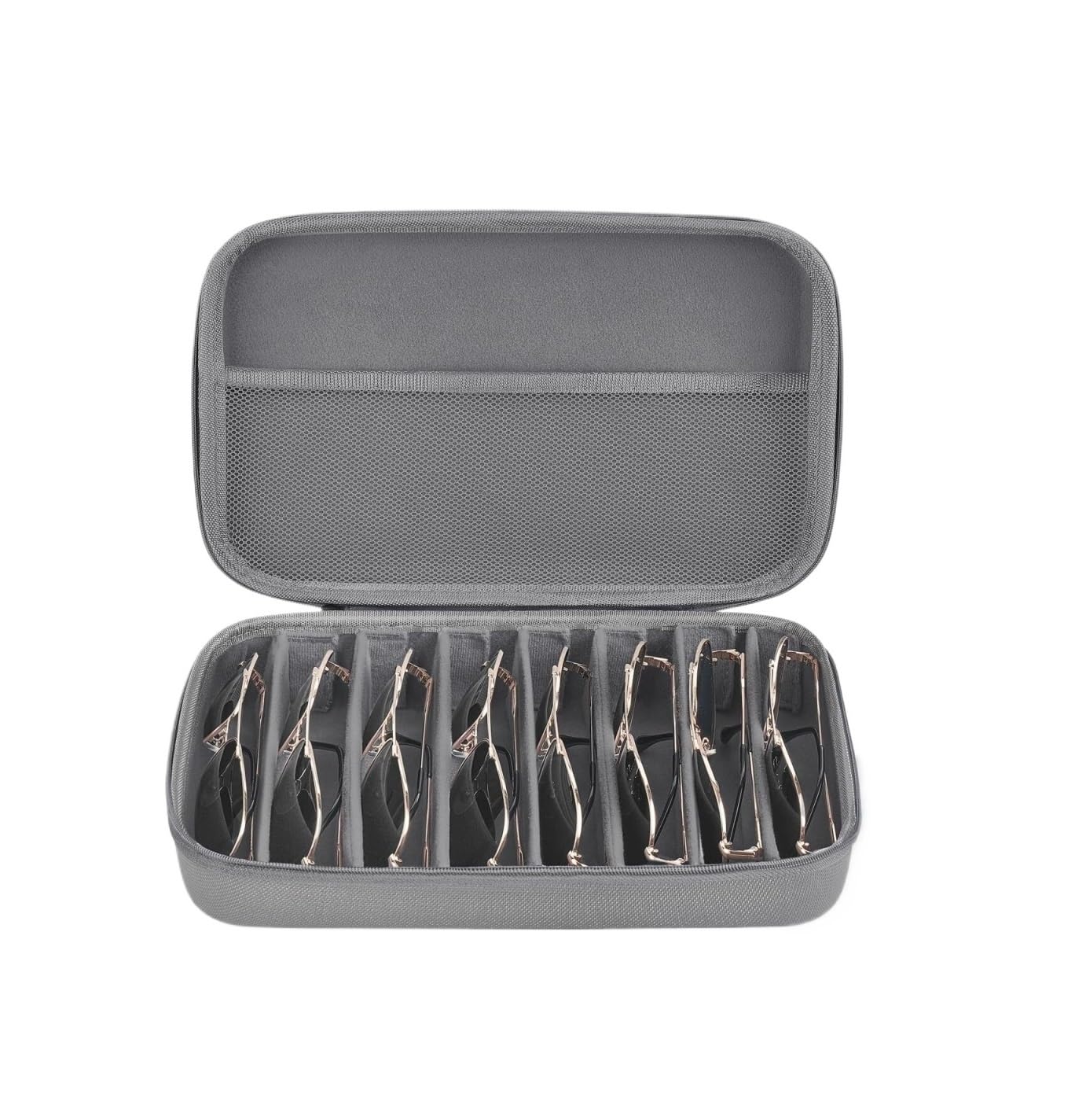 Organizer Okulary Etui Na Okulary Przeciwsłoneczne, Podróżne, Z Regulowanymi Przegródkami Przechowywanie(Grey,8 Slots)
