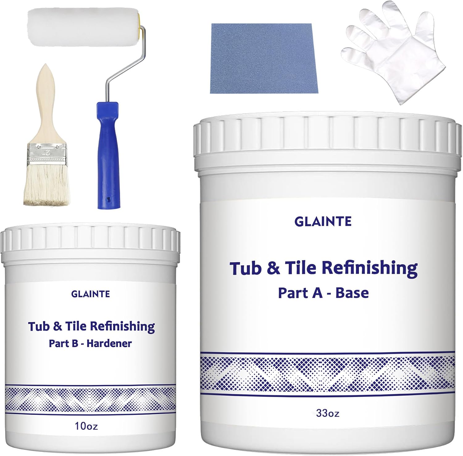 GLAINTE Tub & Tile Refinishing Paint Kit DIY Bathtub Floor Resurface ...