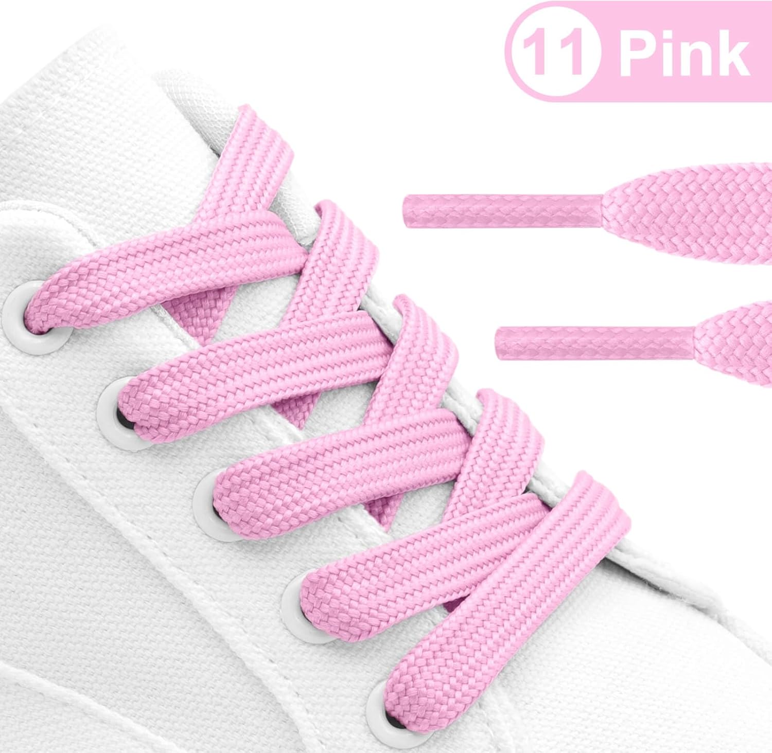 YJRVFINE Flat Athletic Shoe Laces: 1 Pair Solid Color Wide Shoelaces for Sneakers