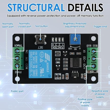 DC 5V/12V/24V Delay Timer Relay with Adjustable Timing 0.1–120s,Self-Locking Delay On/Off Time,Multi-Function Trigger Timer Relay for Automation, DIY Electronics, and Smart Projects(DC12V)