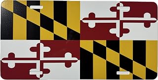 Ink Trendz Maryland Flag Decorative Vanity Art Plate Car Aluminum Novelty Auto Car Vanity Plates Gift 6x12 Inch for Men Women Man Cave Art, Automotive Art USA