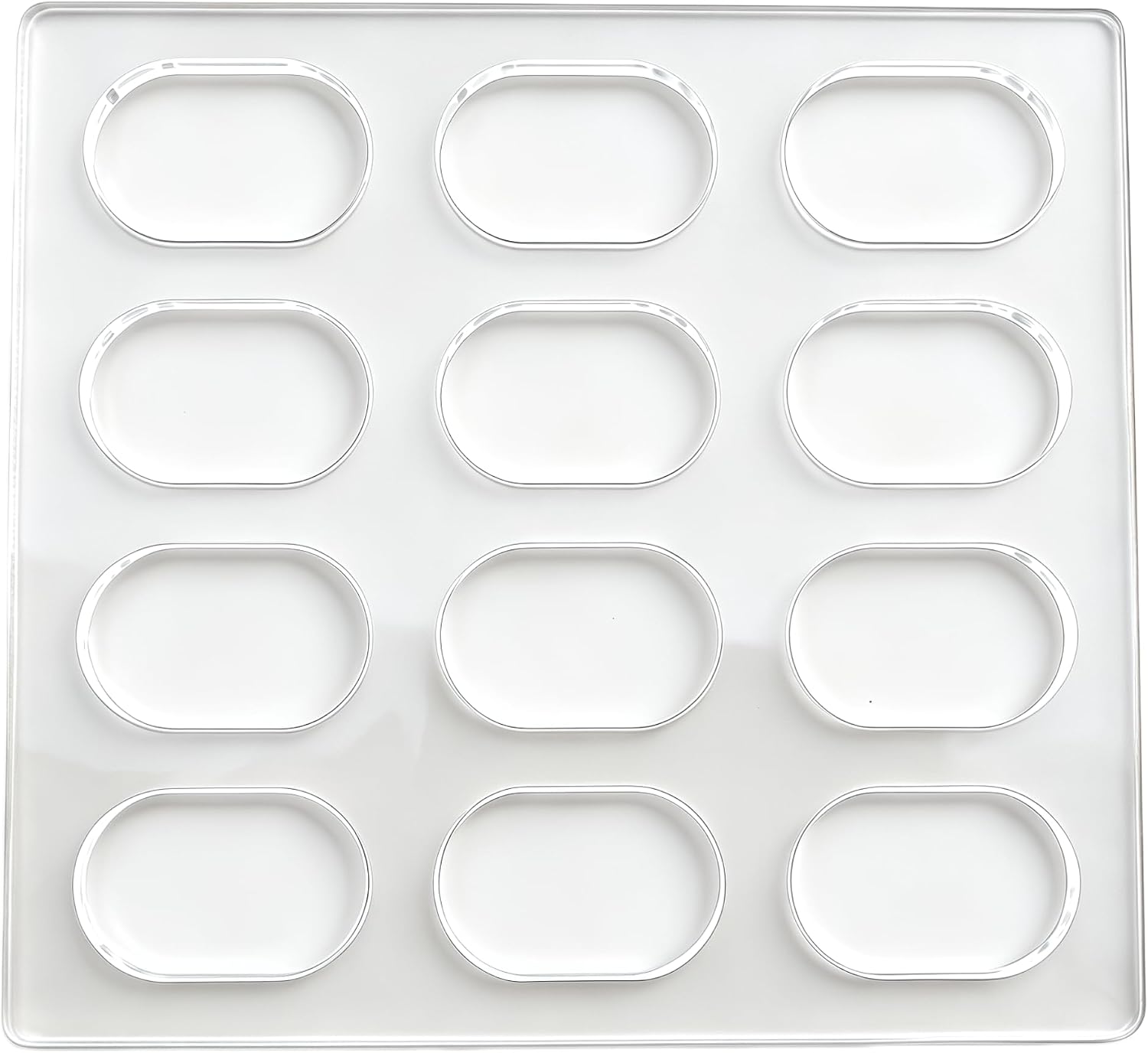 12 Cavities Oval Clear Acrylic Dacquoise Macaron Pastry Mold