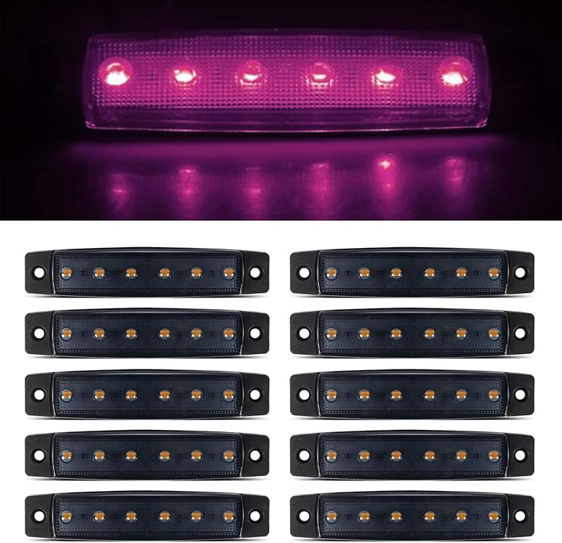 Luzes LED Roxo Fumê de Sinalização Lateral FXC 12 V para Reboque – Kit com 10 unidades