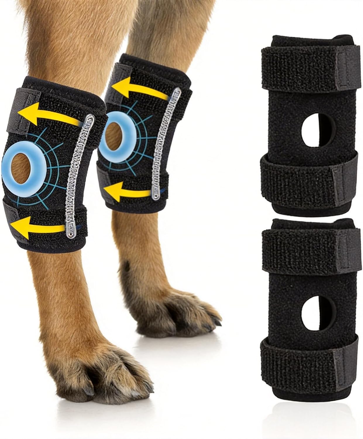 Dog Front Leg Brace 2 Pack for Luxating Patella, Arthritis – Adjustable Dog Leg Sleeve for Front & Rear Leg Support, Arthritis & Injury Recovery for Support Joint Recovery, Large Dog Knee Brace